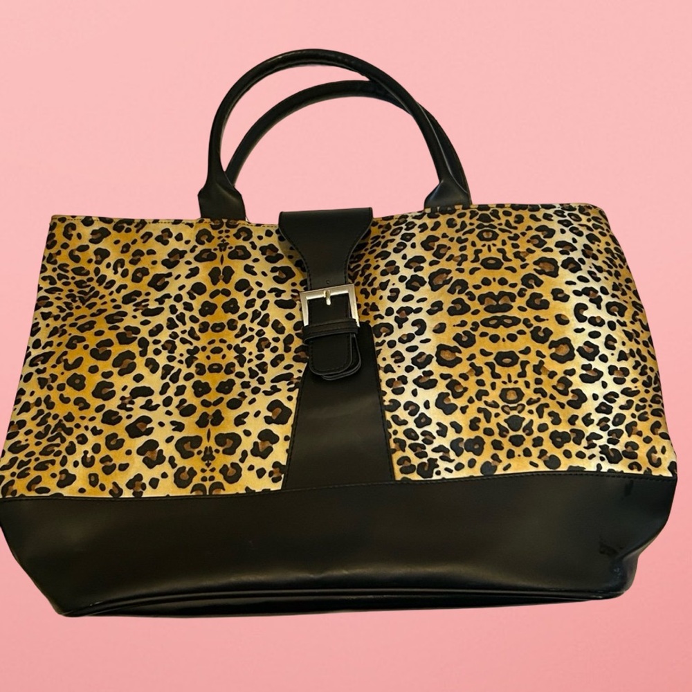 Frederick's of Hollywood Leopard and Black Tote